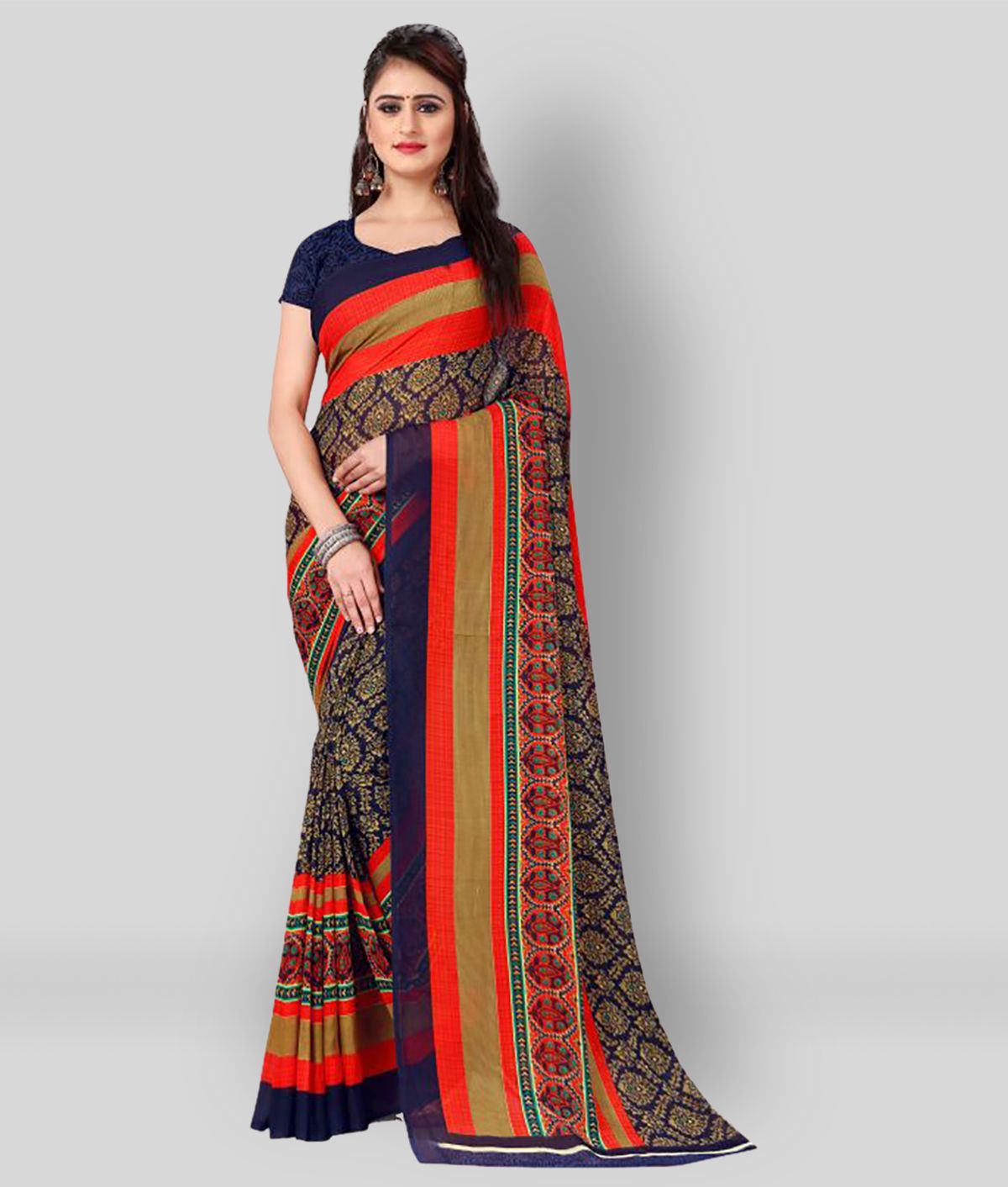     			ANAND SAREES - Multicolor Georgette Saree With Blouse Piece (Pack of 1)