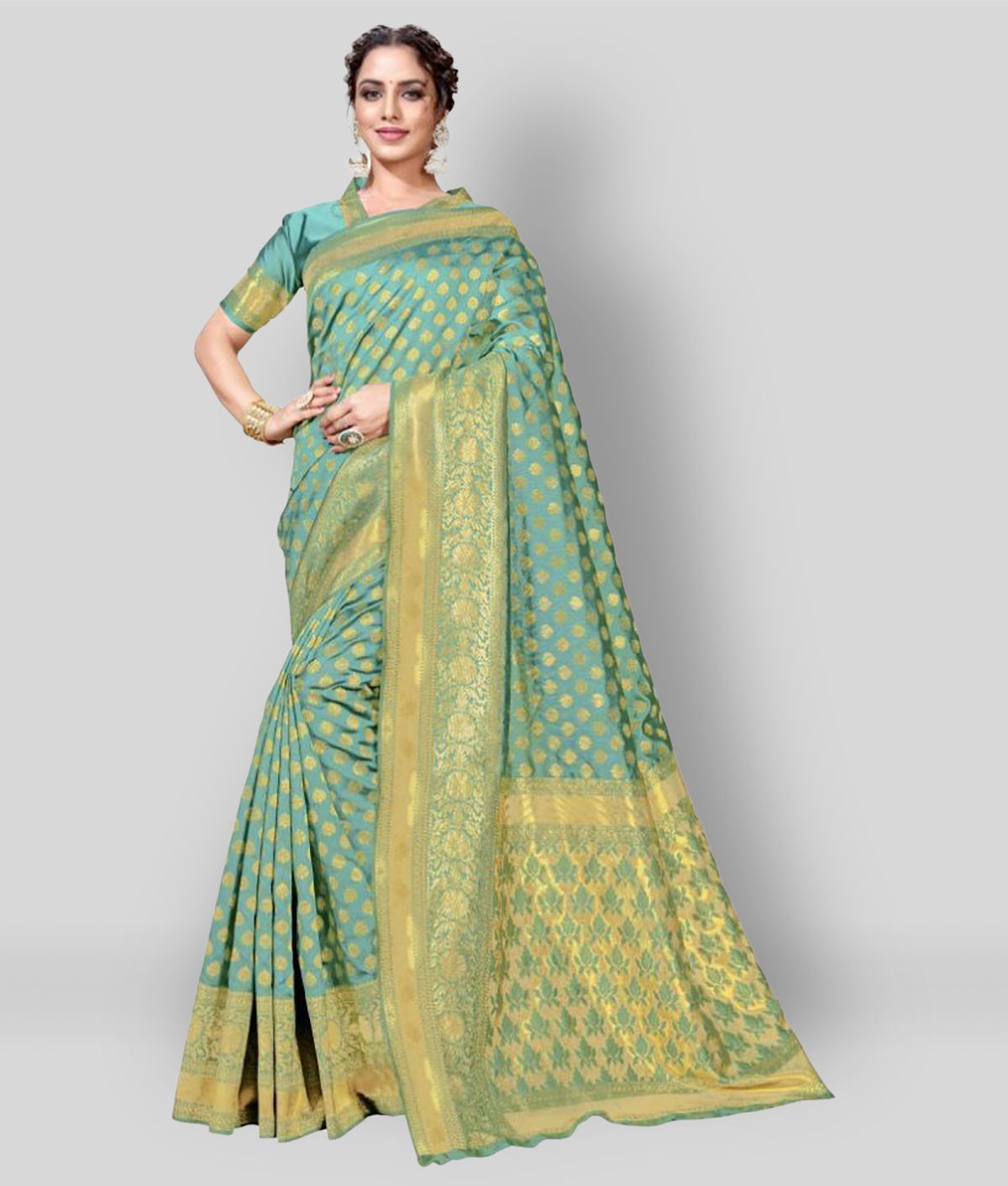     			Sherine - Multicolor Silk Blend Saree With Blouse Piece (Pack of 1)