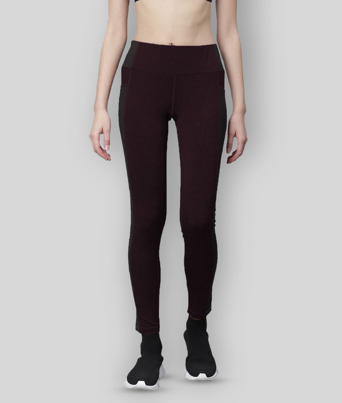 Chkokko - Polyester Regular Fit Maroon Women's Sports Tights ( Pack of 1 )