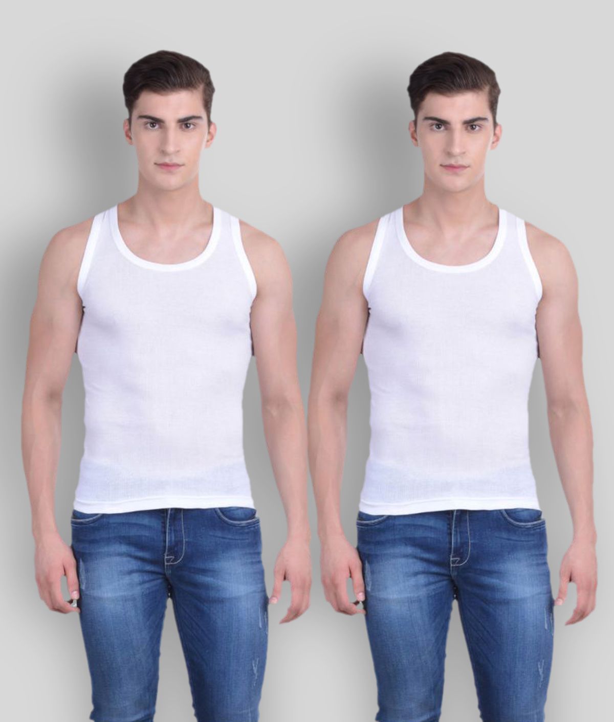     			Force NXT Pack of 2 Cotton Men's Vest ( White )