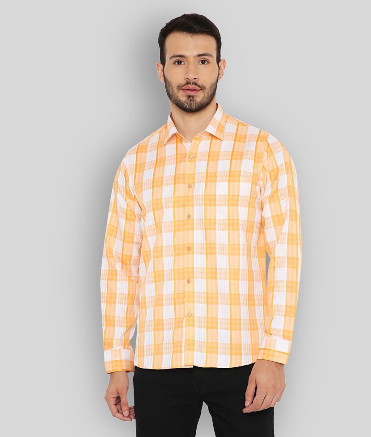     			Maharaja - Orange Cotton Blend Slim Fit Men's Formal Shirt ( Pack of 1 )