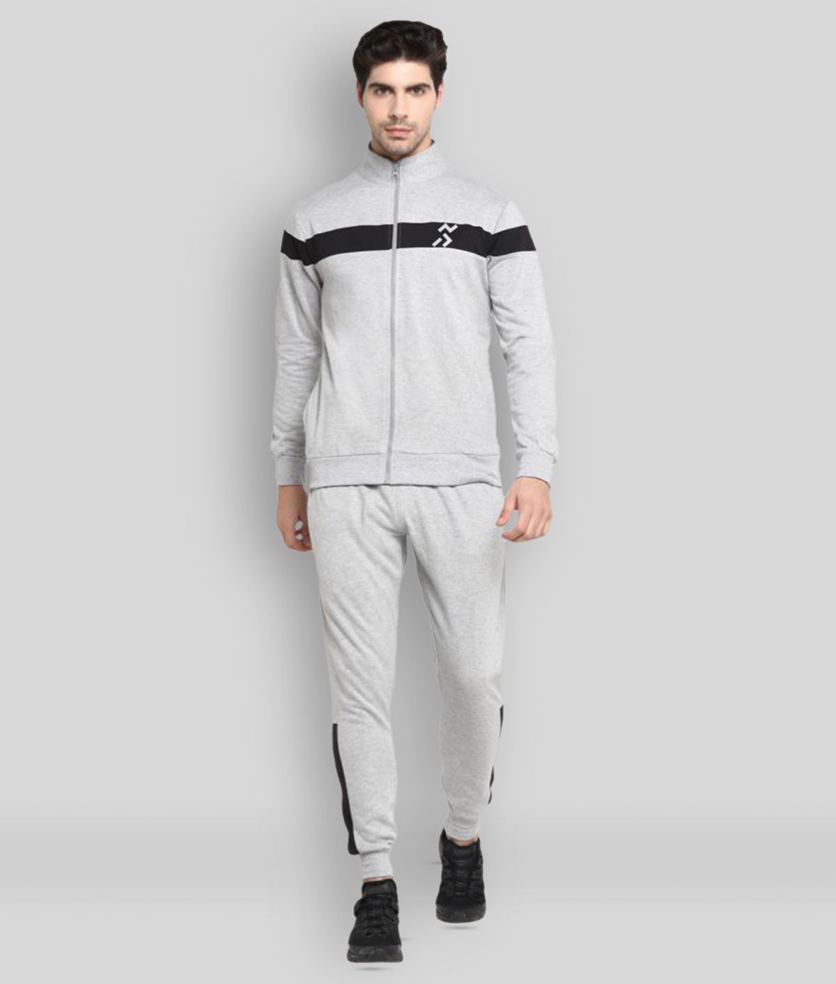     			OFF LIMITS - Light Grey Polyester Regular Fit Striped Men's Sports Tracksuit ( Pack of 1 )