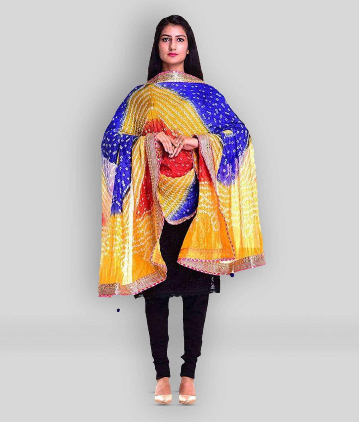     			Raj Multicoloured Art Silk Bandhej Dupatta