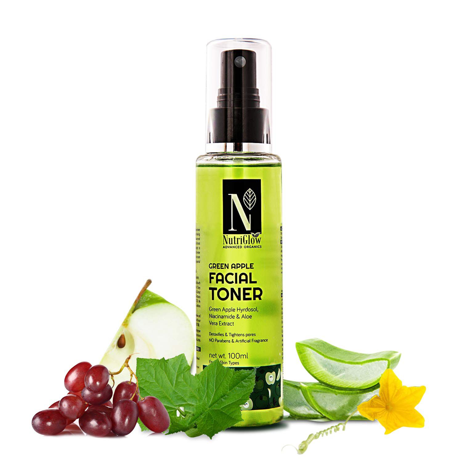 Nutriglow Advance Organics Green Apple Face Toner Skin Freshener 100 mL