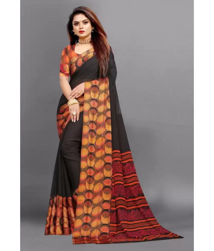     			Sitanjali - Black Georgette Saree With Blouse Piece ( Pack of 1 )