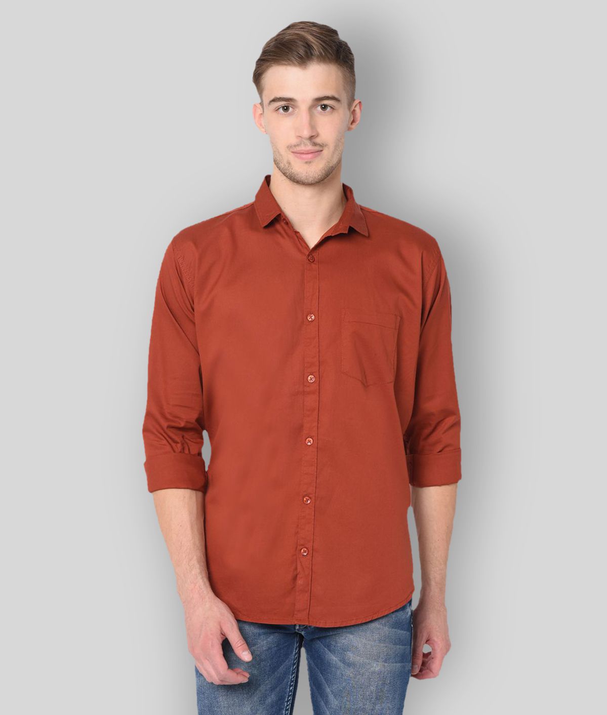     			Studio Nexx - Orange Cotton Slim Fit Men's Casual Shirt ( Pack of 1 )