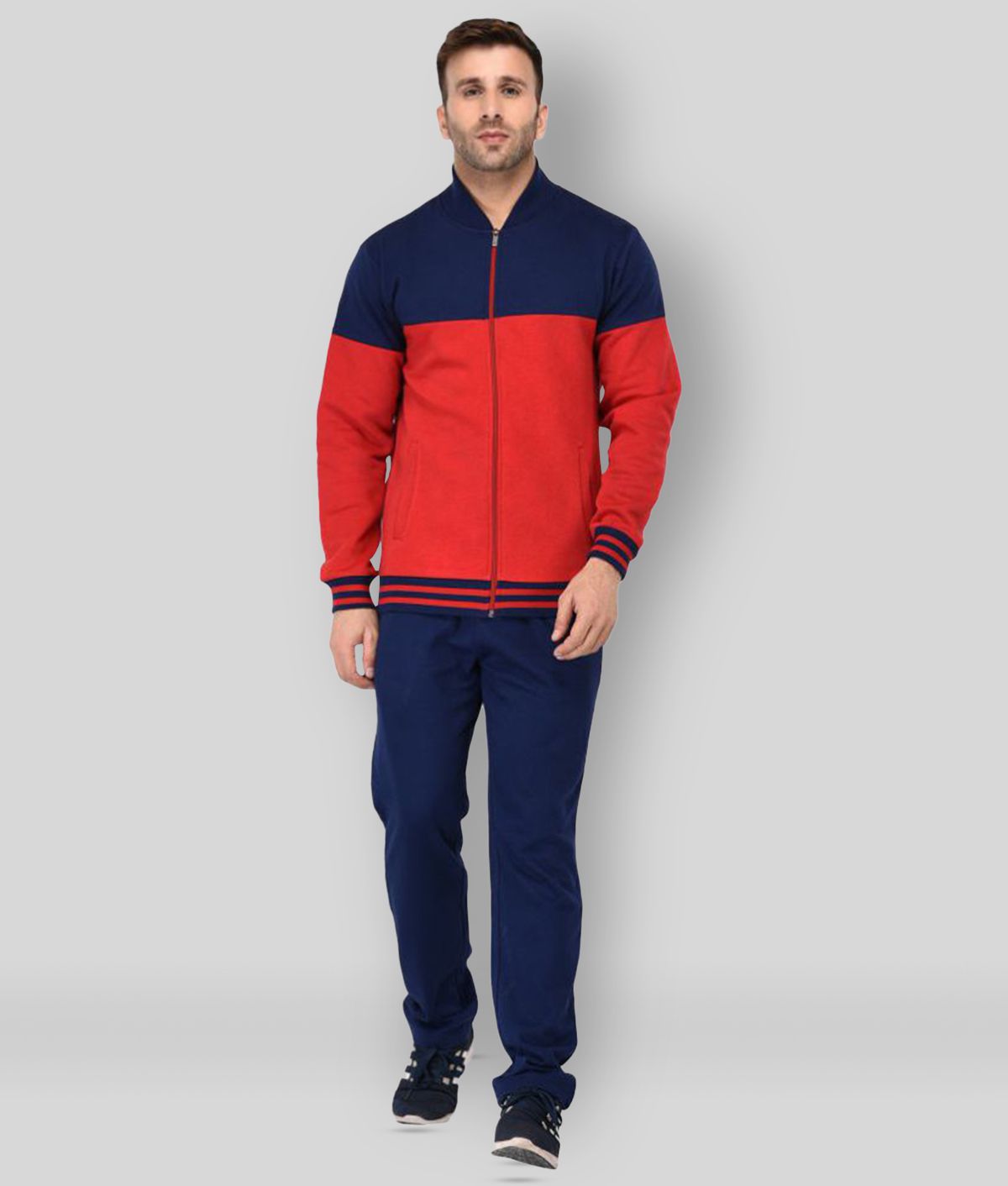 Vivid Bharti - Multicolor Fleece Regular Fit Colorblock Men's Sports Tracksuit ( Pack of 1 )