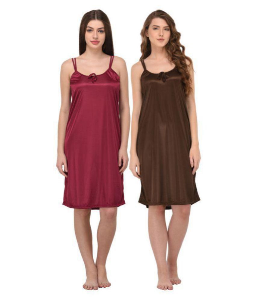     			You Forever - Multicolor Satin Women's Nightwear Night Dress ( Pack of 2 )