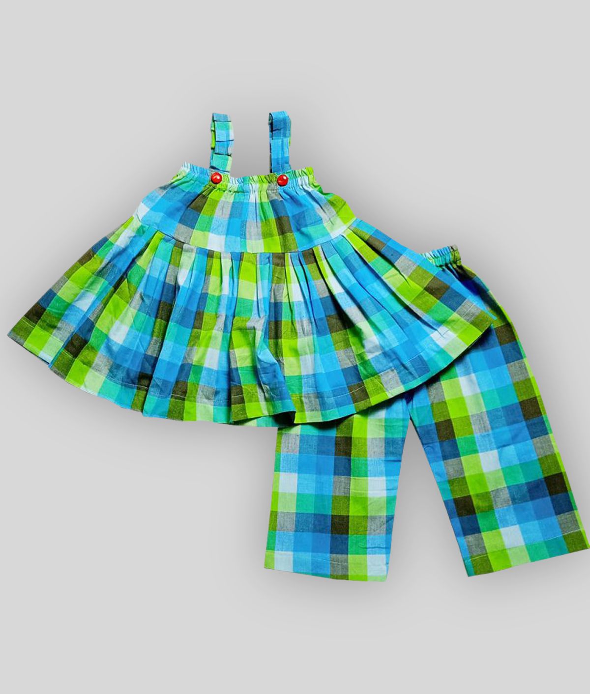     			harshvardhanmart.com - Lime Green Cotton Shirt & Trouser For Baby Girl ( Pack of 2 )