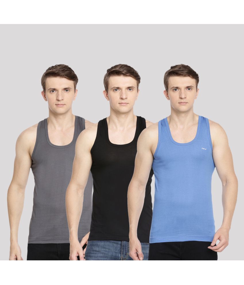     			Pack of 3 Dollar Bigboss Assorted Solid Cotton Blend Men Vest