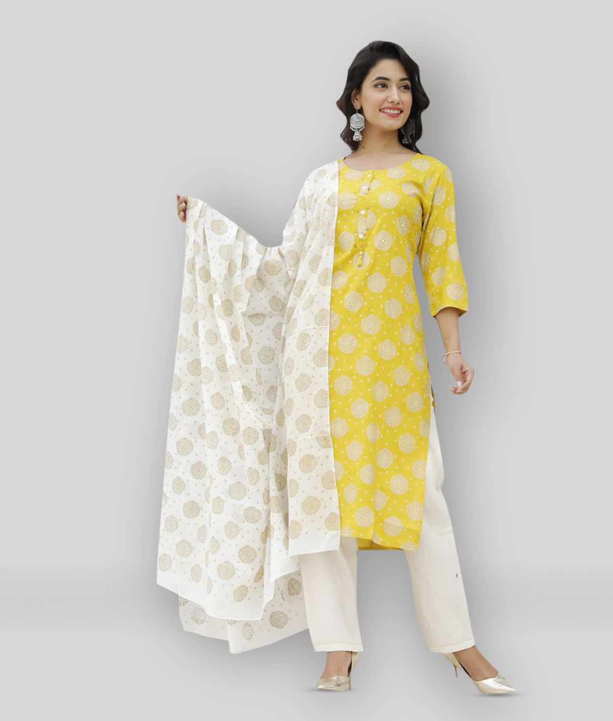     			Doriya - Yellow Straight Rayon Women's Stitched Salwar Suit ( Pack of 1 )