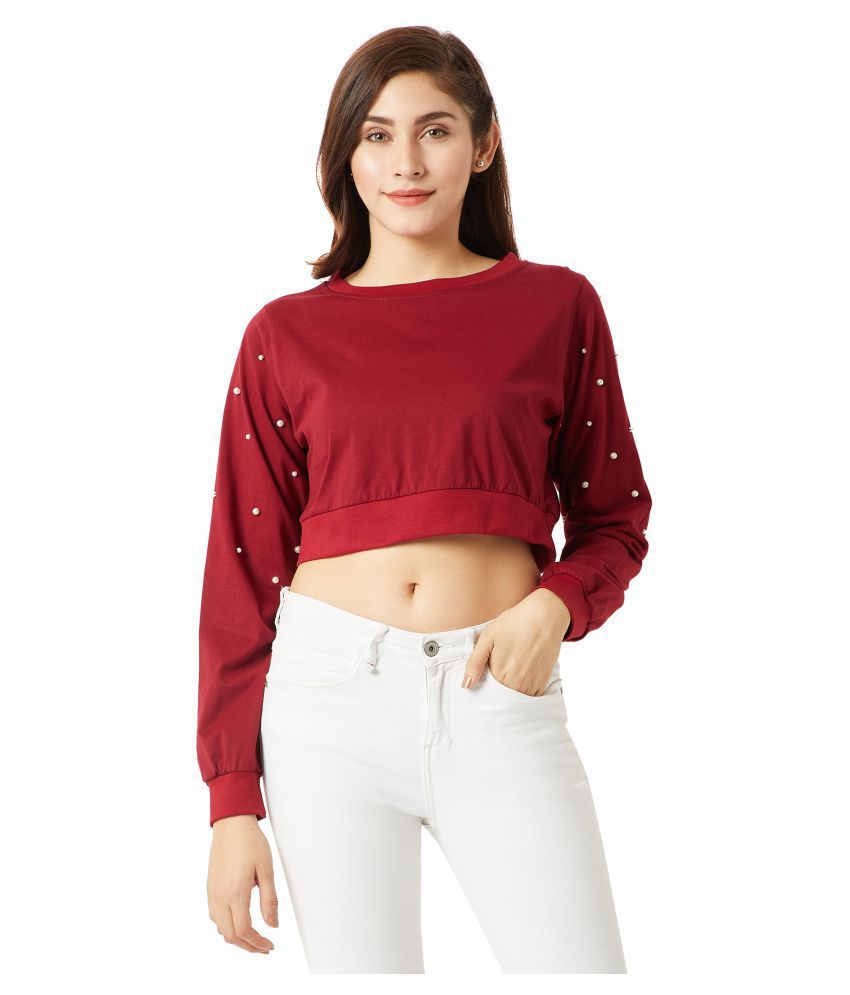     			Miss Chase - Maroon Cotton Women's Crop Top ( Pack of 1 )