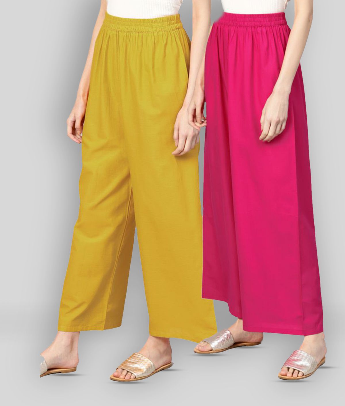     			N-Gal - Multi Color Rayon Wide leg Women's Palazzos ( Pack of 2 )
