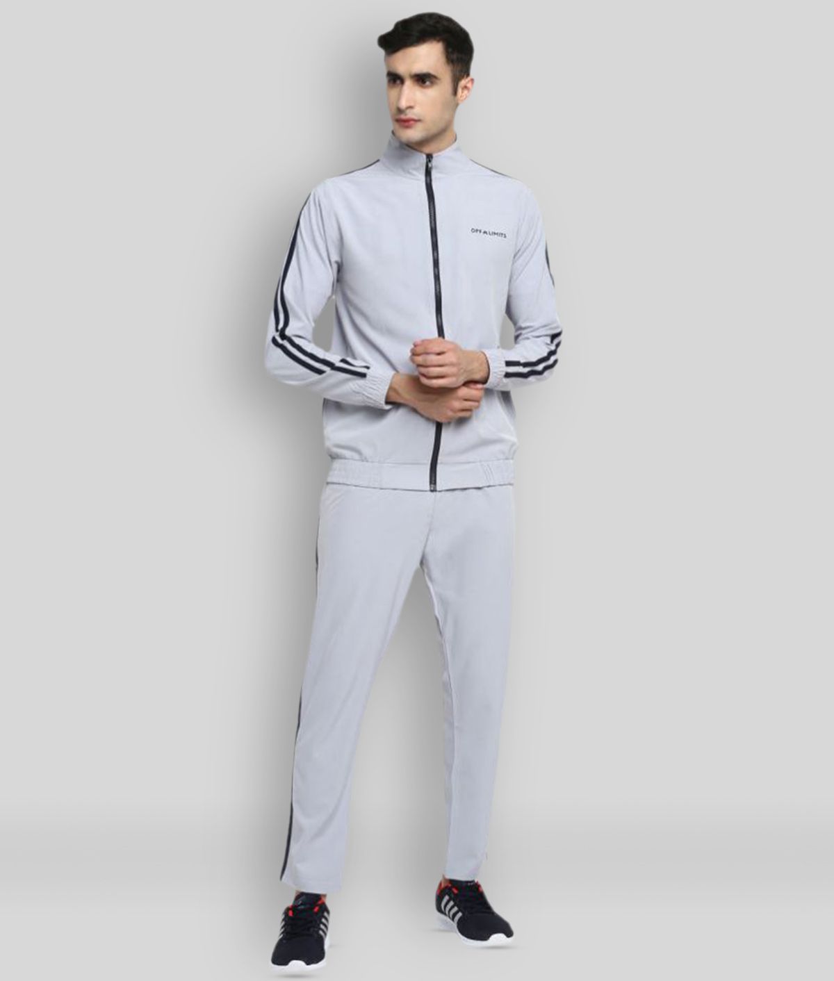 OFF LIMITS - Grey Melange Polyester Regular Fit Solid Men's Sports Tracksuit ( Pack of 1 )