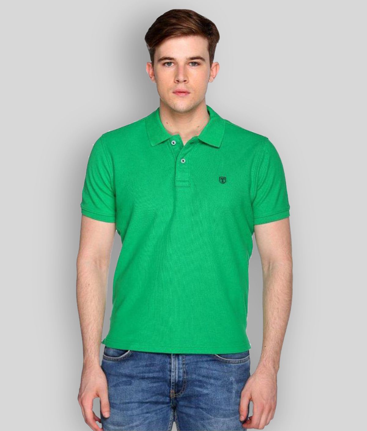 Trufit - Green Cotton Blend Regular Fit Men's Polo T shirt ( Pack of 1 )