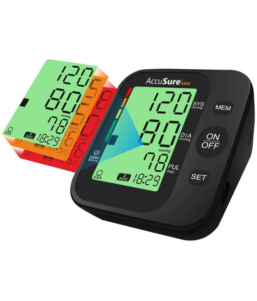     			AccuSure Blood Pressure Monitor 3 Color Smart Display Technolog, Adjustable Arm Cuff Fully Automatic