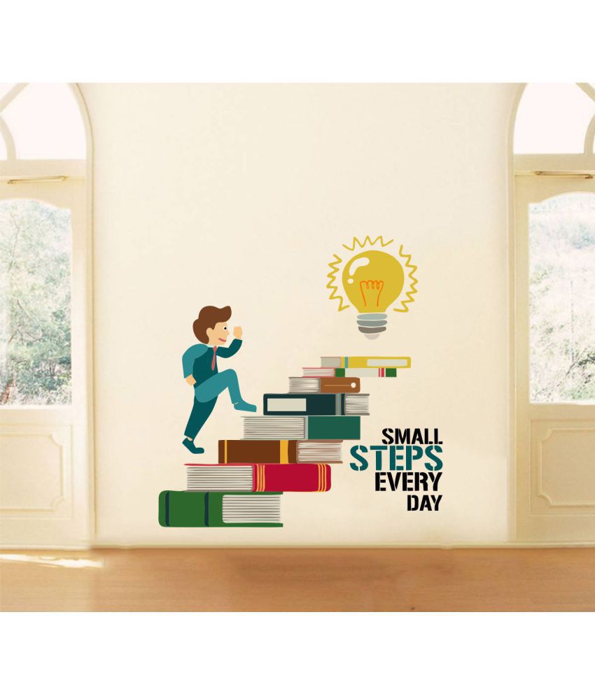     			Asmi Collection Small Steps Every Day Motivational Quotes Wall Sticker ( 70 x 70 cms )