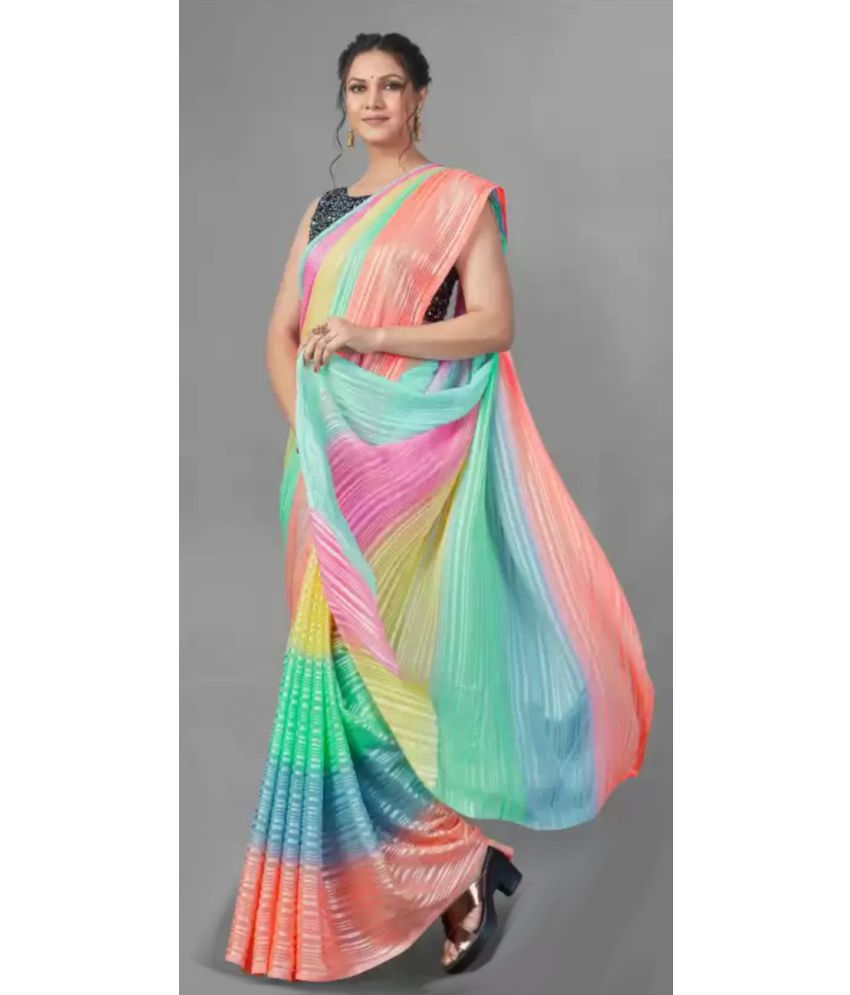     			Darshita International - Multicolour Georgette Saree With Blouse Piece ( Pack of 1 )