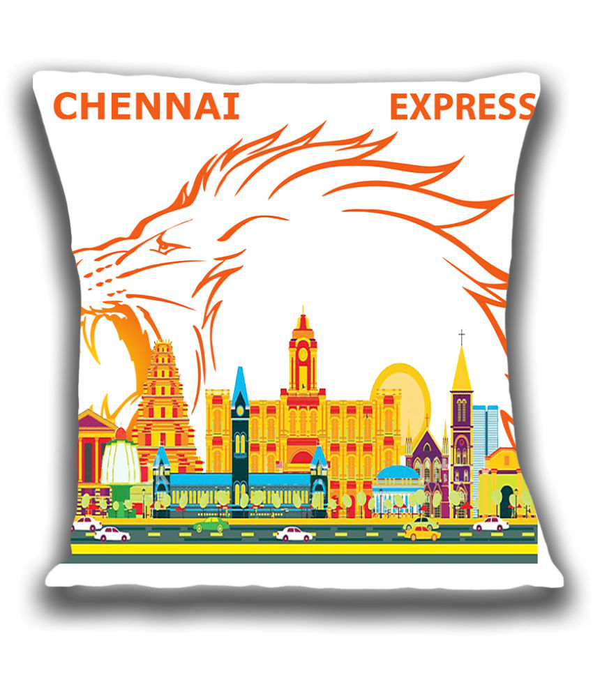 HOMETALES - Chennai Express Printed Gifting Cushion With Filler- White (12X12 Inch)