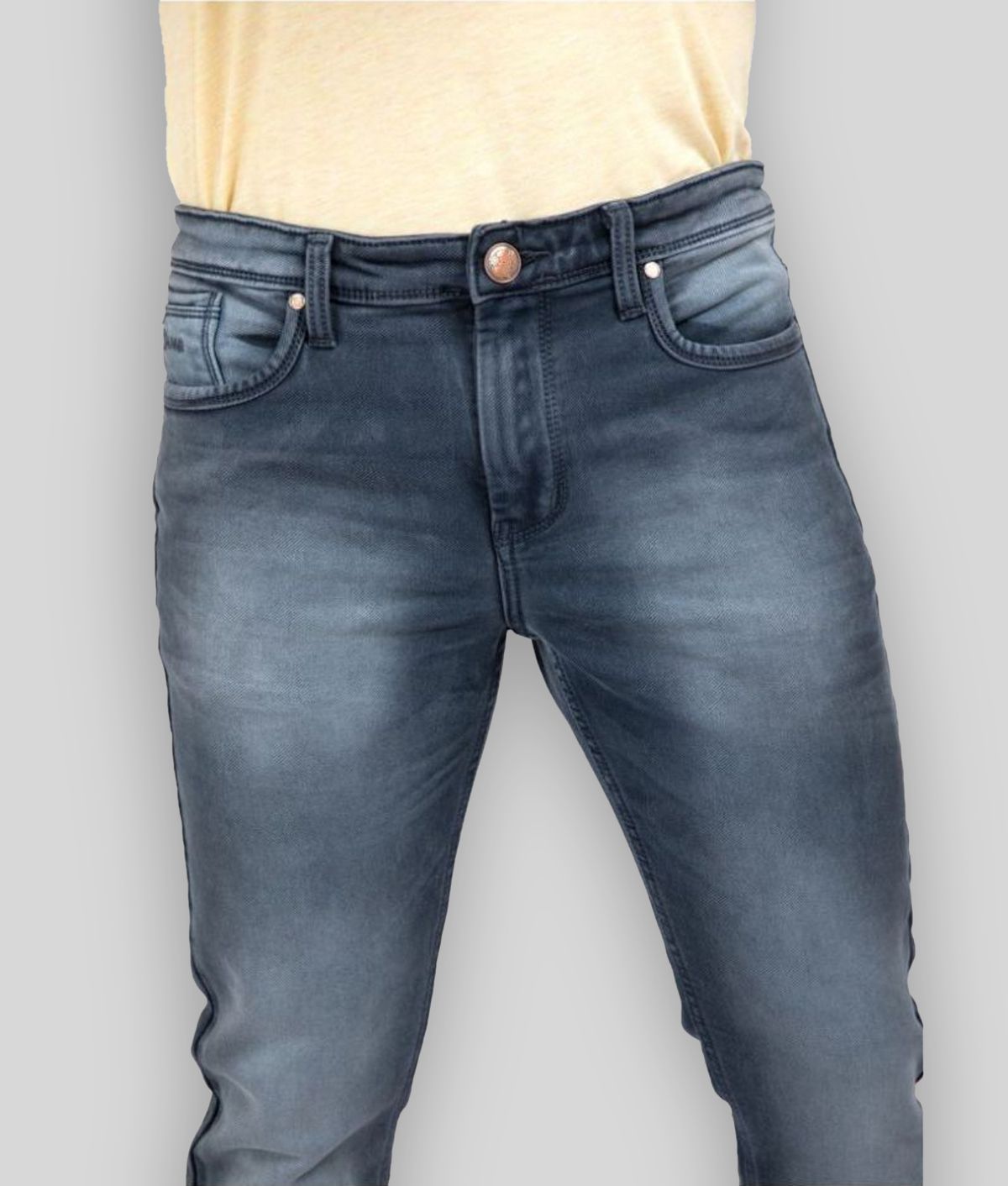 Hasasi Denim - Grey 100% Cotton Regular Fit Men's Jeans ( Pack of 1 )