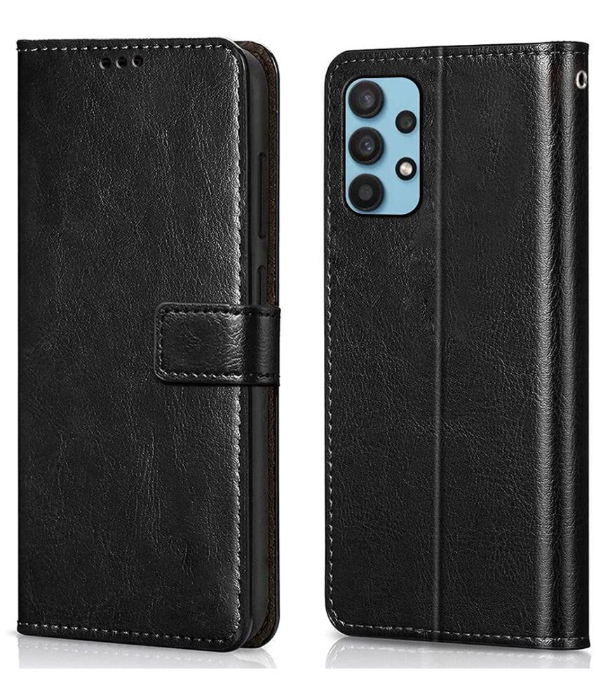     			Kosher Traders - Black Artificial Leather Flip Cover Compatible For Samsung Galaxy M32 5g ( Pack of 1 )