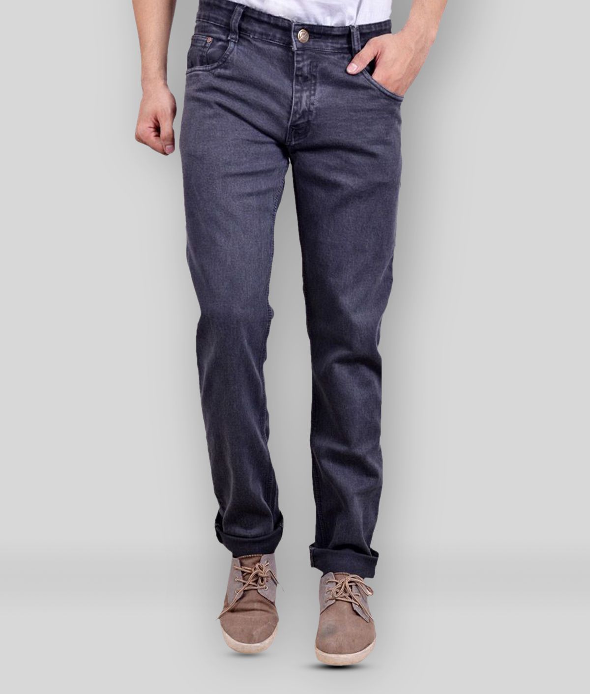     			Studio Nexx - Grey Melange Cotton Blend Regular Fit Men's Jeans ( Pack of 1 )