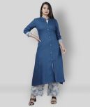 MAUKA - Blue A-line Rayon Women's Stitched Salwar Suit ( Pack of 1 )