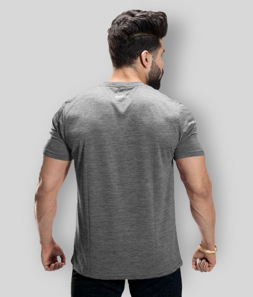 New Men Omtex - Grey Melange Cotton Regular Fit Mens Sports T-Shirt ( Pack of 1 ) - L 2025 at Sh