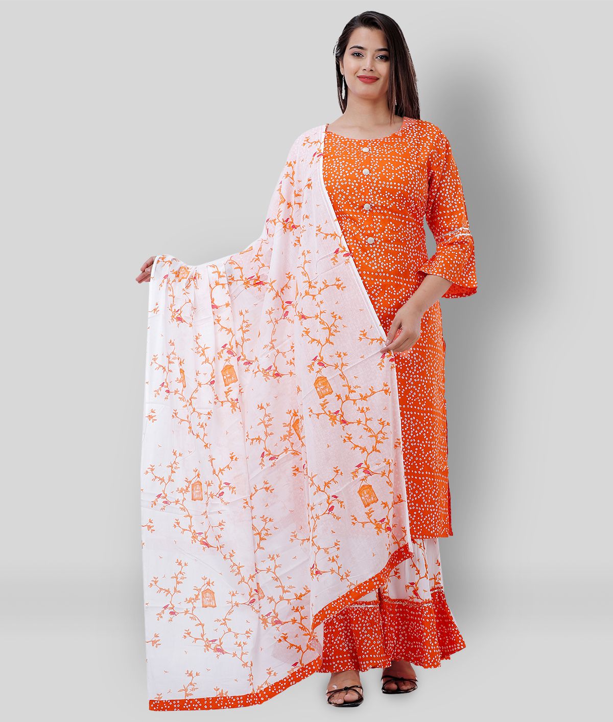     			Lee Moda - Orange Straight Rayon Women's Stitched Salwar Suit ( Pack of 1 )