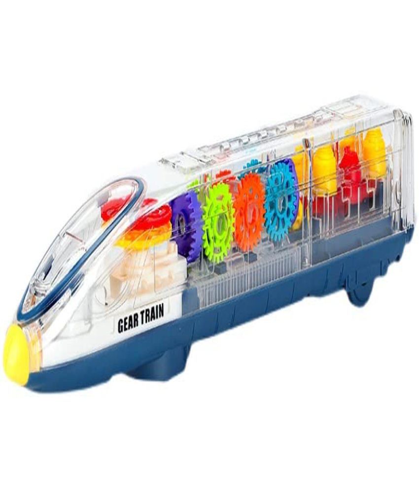     			Transparent Toy Train for Toddlers – See Through Musical Train Mechanical Toy Train with Visible Colored Moving Gears, Brilliant LED Light Effects, Plays Charming Music