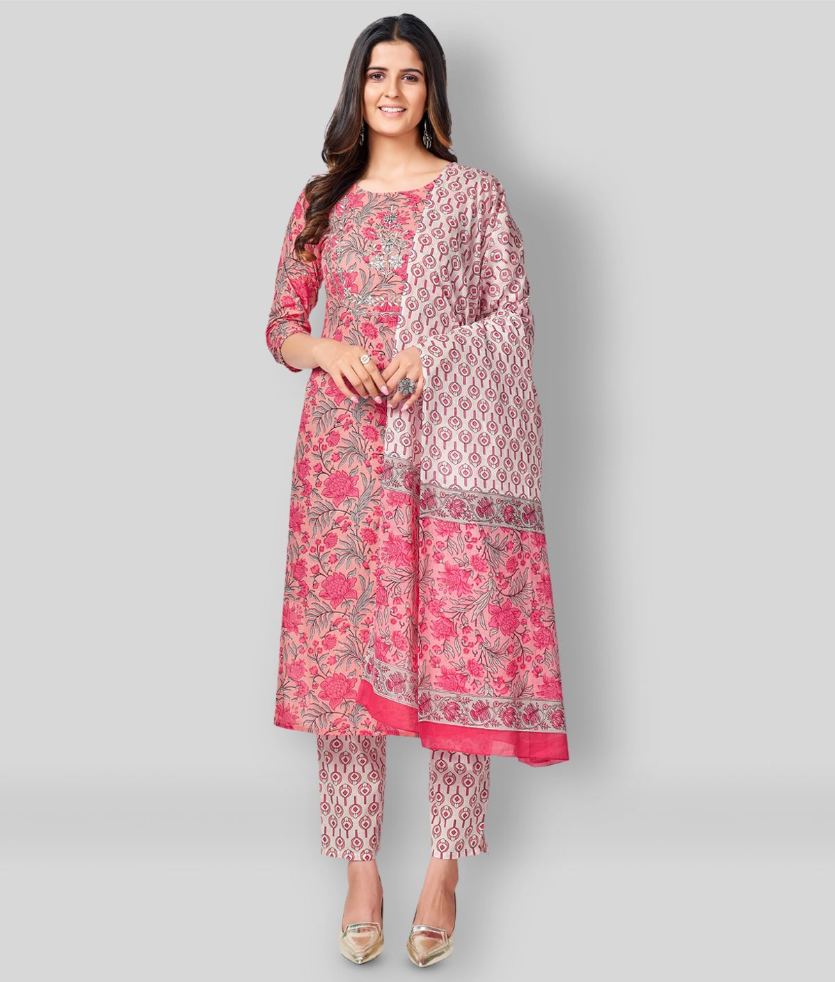     			Vbuyz - Pink Straight Cotton Women's Stitched Salwar Suit ( Pack of 1 )