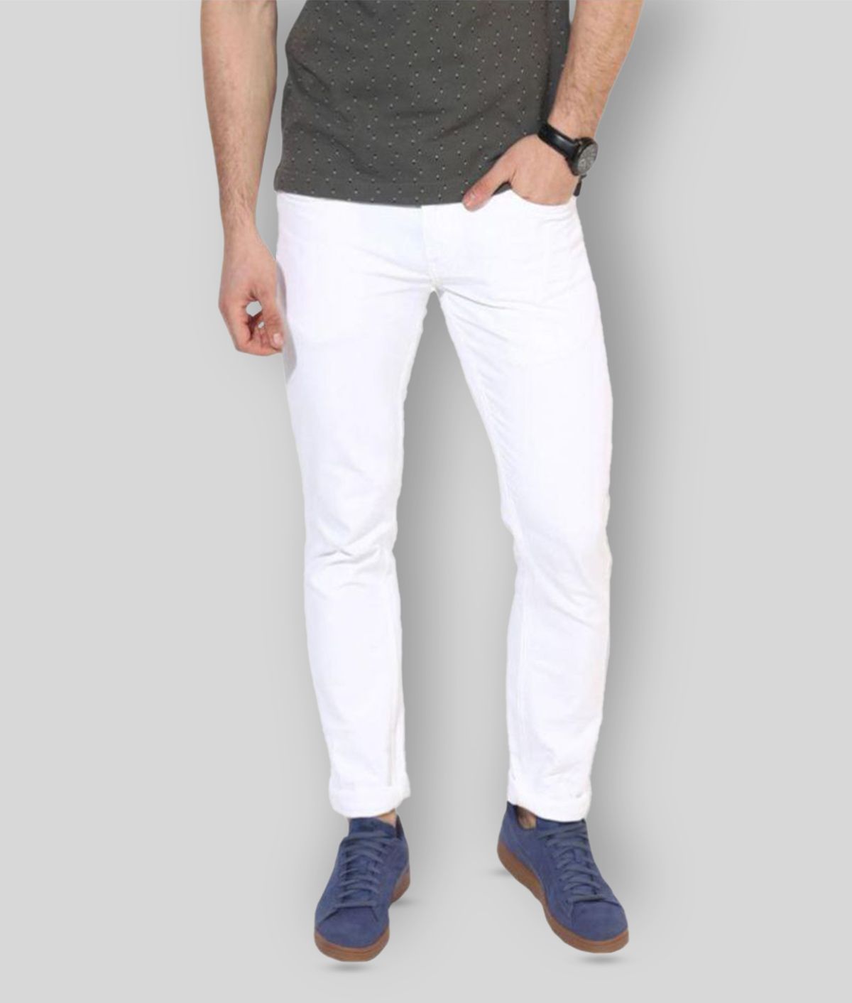     			x20 - White Cotton Blend Skinny Fit Men's Jeans ( Pack of 1 )