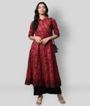 Yash Gallery - Maroon Cotton Women's Anarkali Kurti ( Pack of 1 )