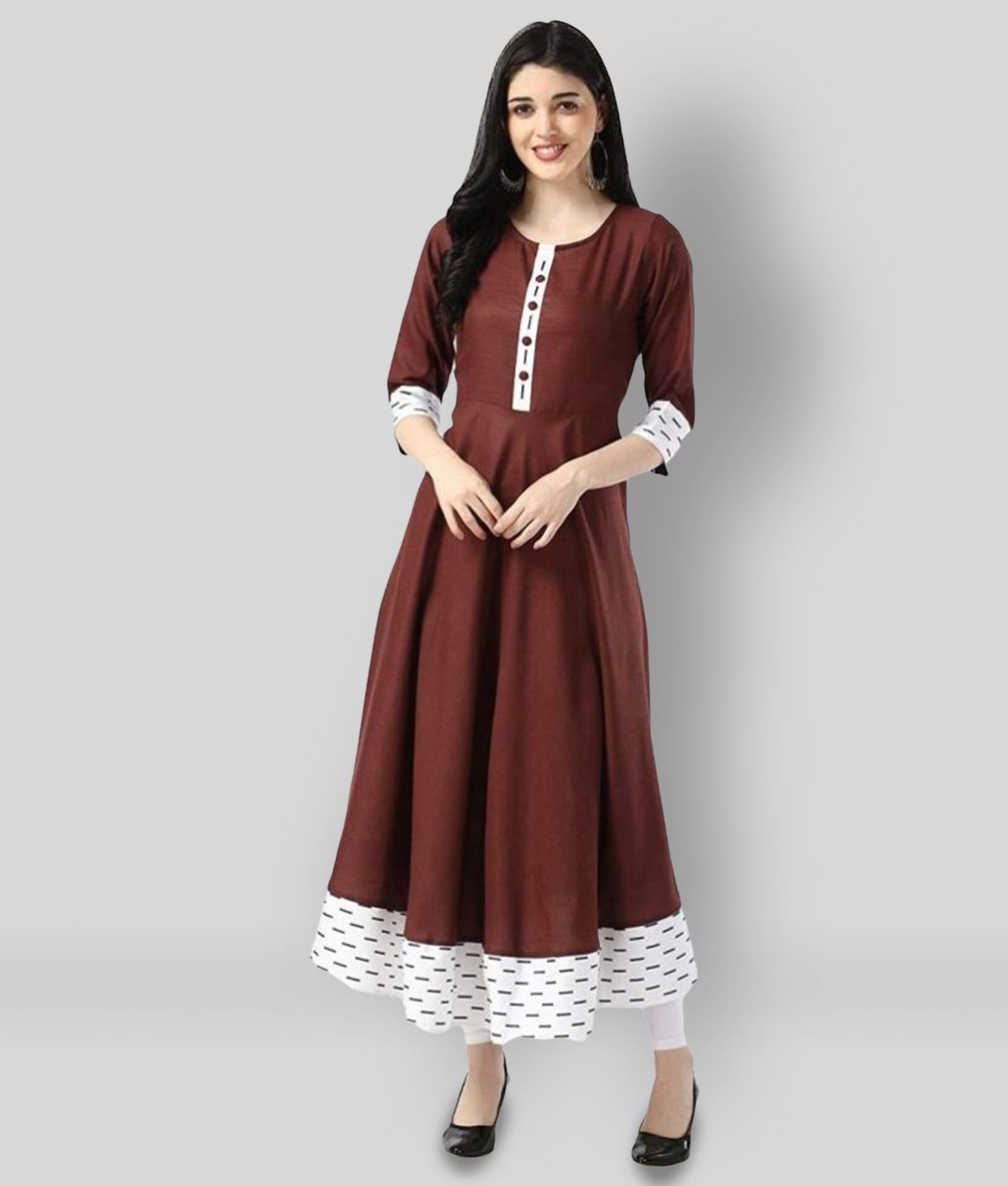     			Estela - Brown Cotton Women's Flared Kurti ( Pack of 1 )