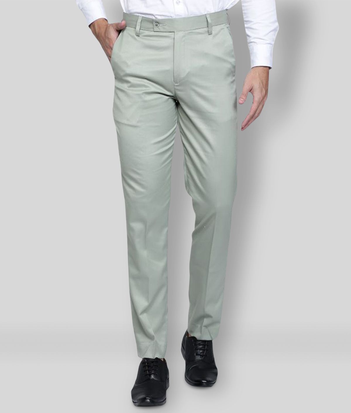     			Haul Chic - Light Green Cotton Blend Slim Fit Men's Formal Pants (Pack of 1)