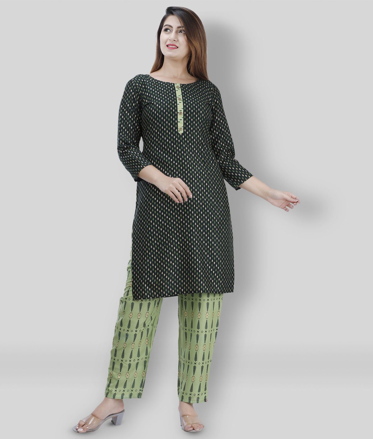     			JC4U - Green Straight Rayon Women's Stitched Salwar Suit ( Pack of 1 )