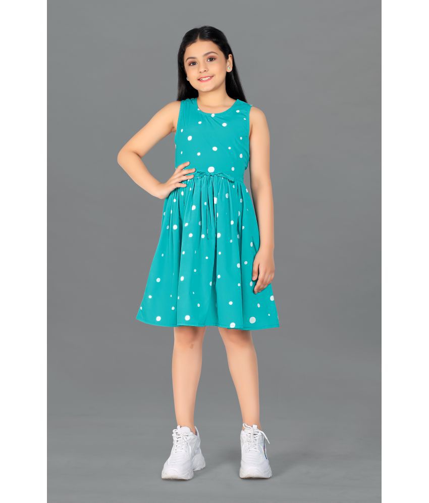     			MIRROW TRADE - Light Blue Rayon Girls Fit And Flare Dress ( Pack of 1 )