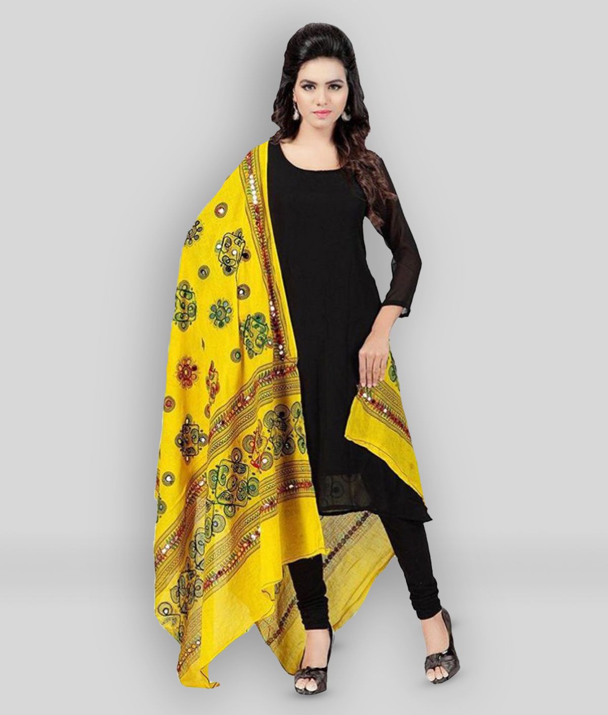     			Raj Yellow Cotton Dupatta