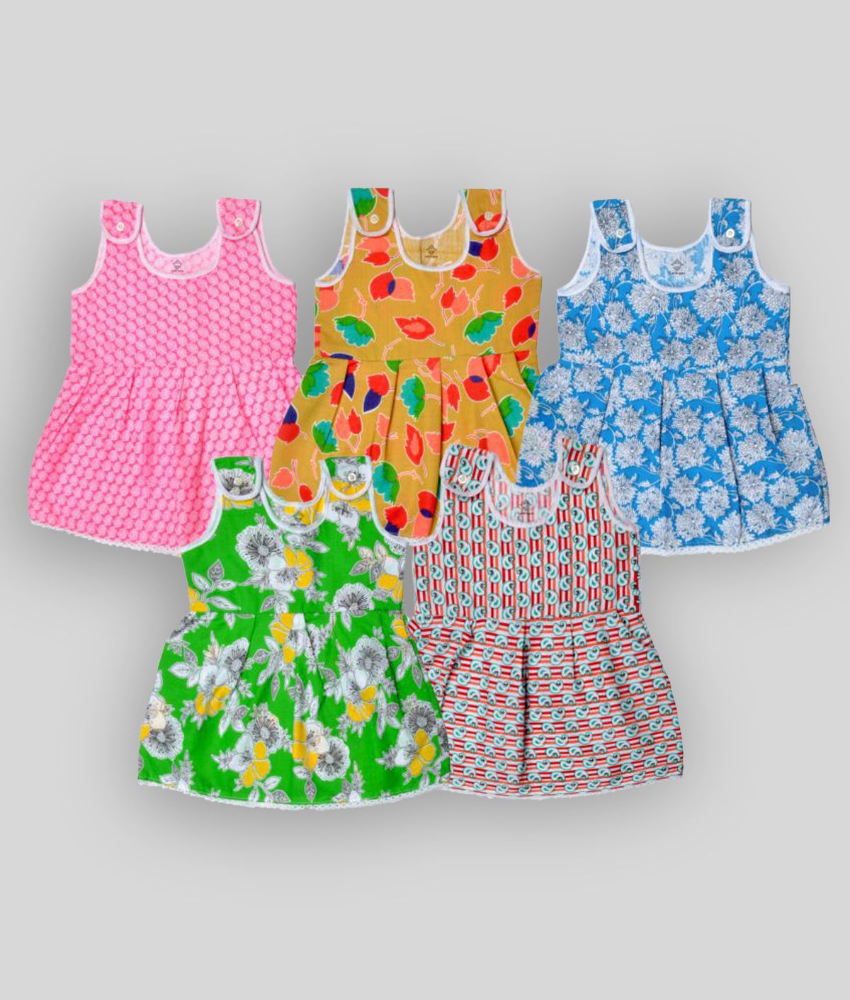     			Sathiyas - Multi Cotton Baby Girl Dress ( Pack of 5 )