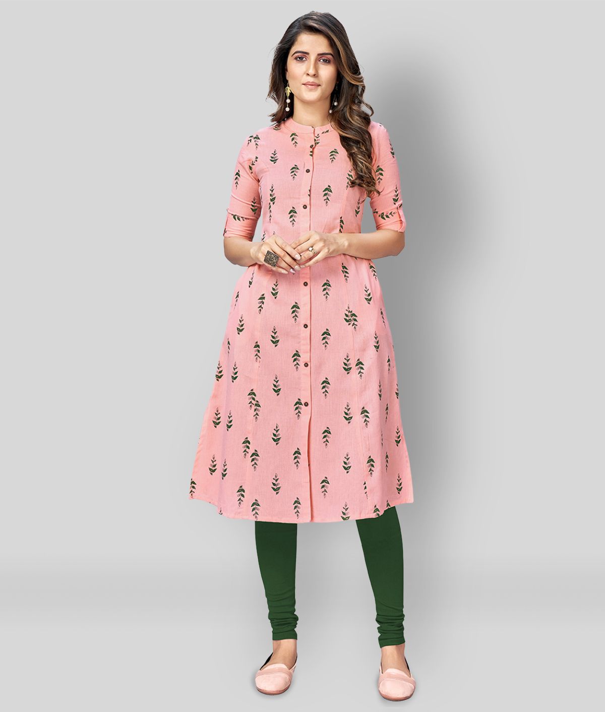     			Vbuyz - Pink Cotton Women's Front Slit Kurti ( Pack of 1 )