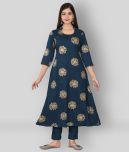 The Style Story - Navy Blue A-line Rayon Women's Stitched Salwar Suit ( Pack of 1 )