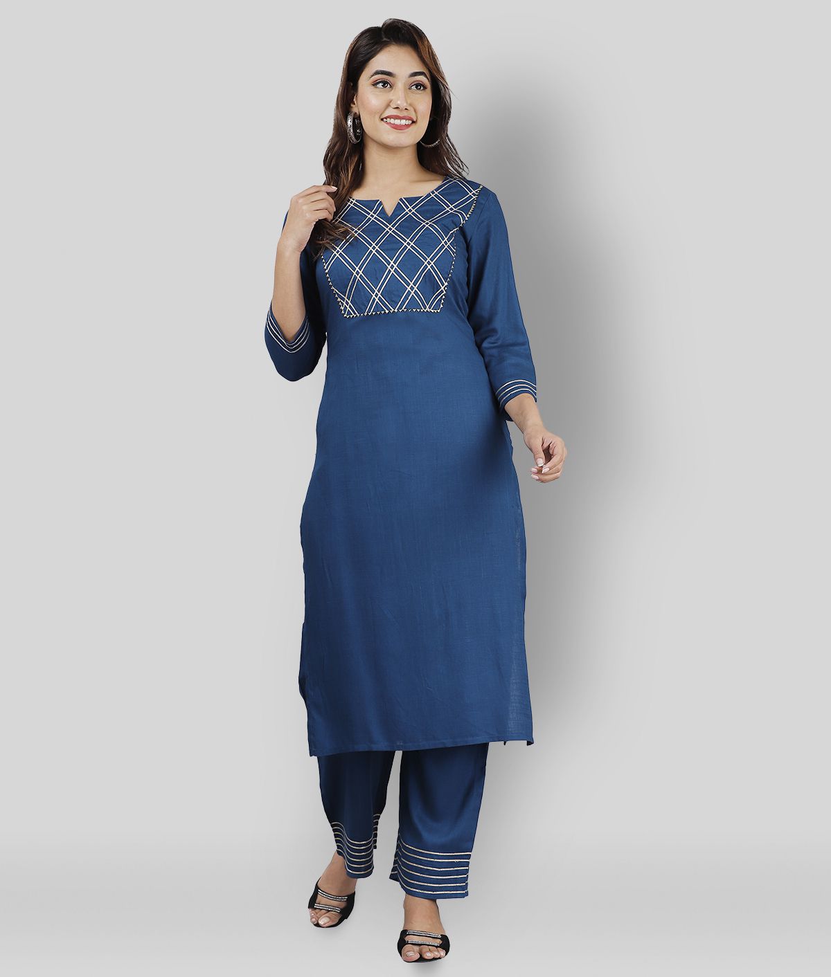     			Doriya - Blue Straight Rayon Women's Stitched Salwar Suit ( Pack of 1 )