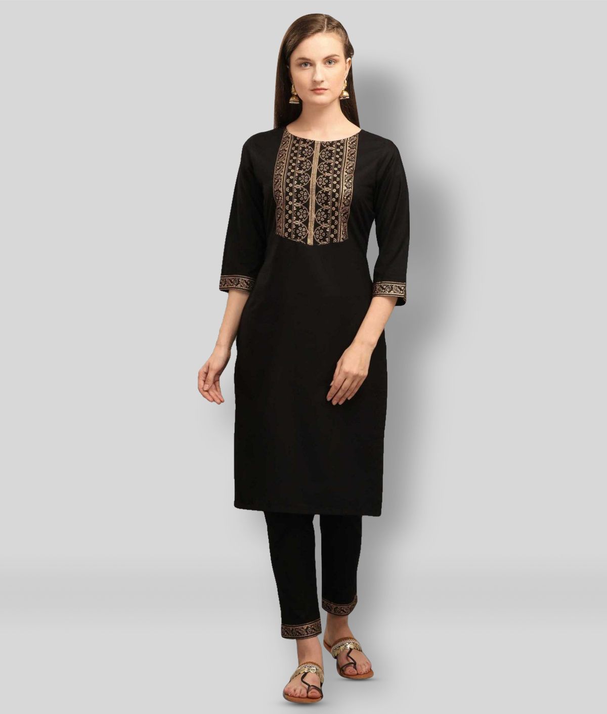     			Estela - Black Straight Rayon Women's Stitched Salwar Suit ( Pack of 1 )