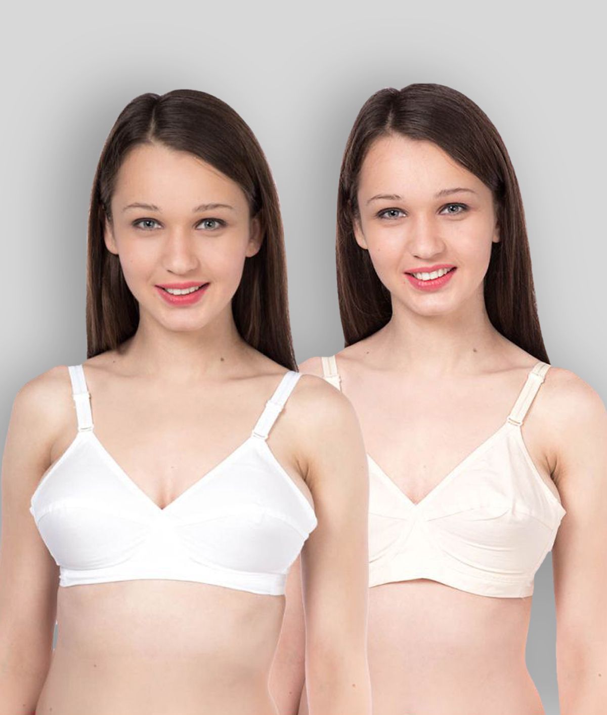     			Feelings - White Cotton Non - Padded Women's Shaping Bra ( Pack of 2 )