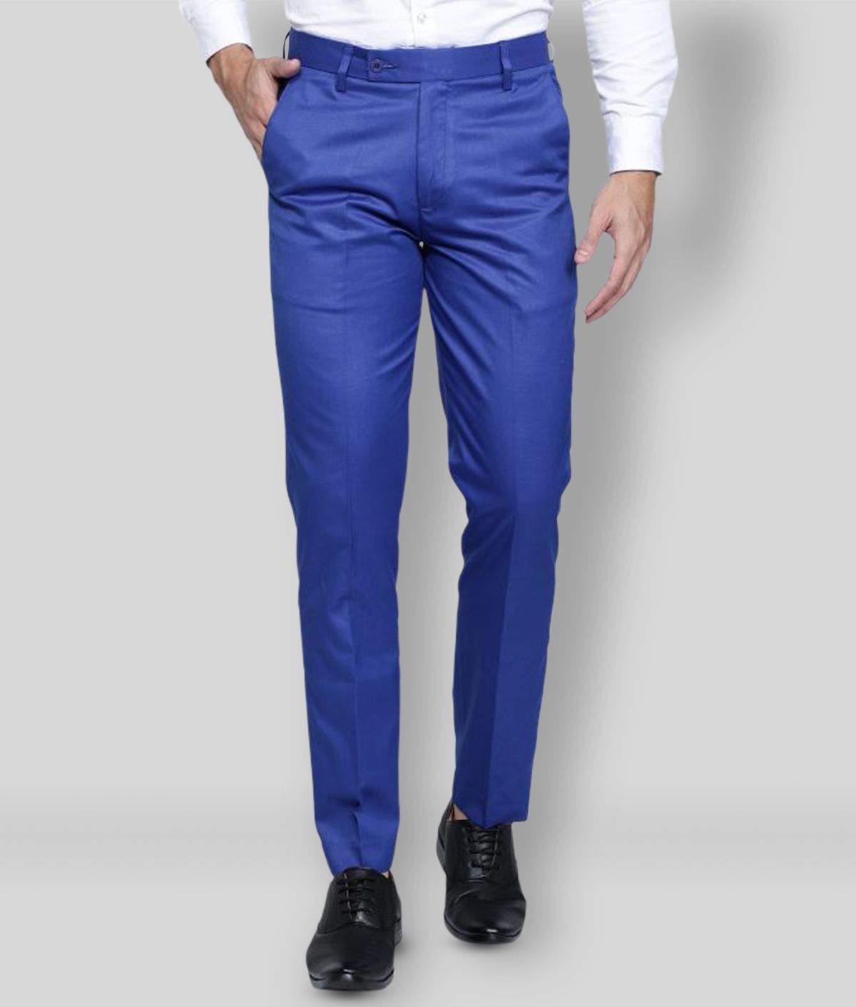     			Haul Chic - Indigo Blue Cotton Blend Slim Fit Men's Formal Pants (Pack of 1)