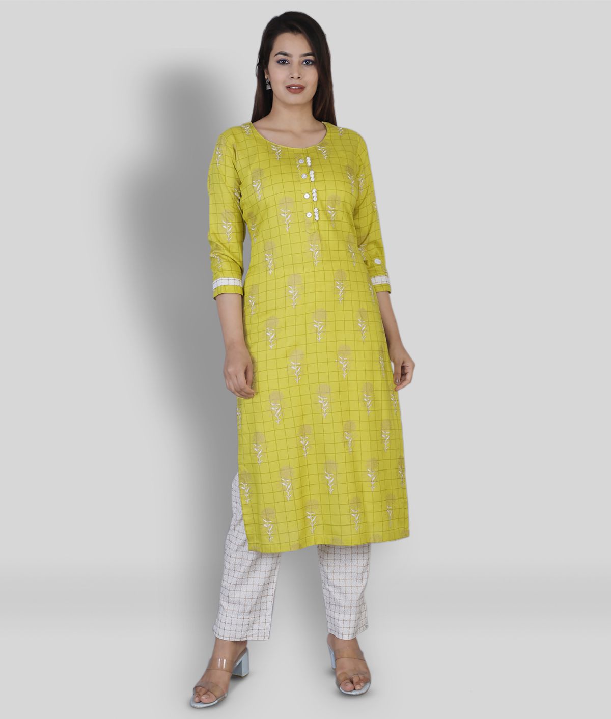     			JC4U - Yellow Straight Rayon Women's Stitched Salwar Suit ( Pack of 1 )