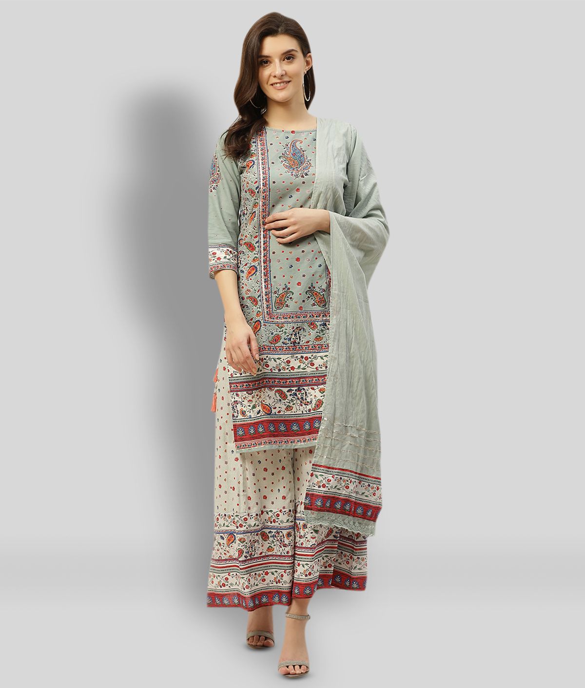     			Juniper - Light Blue Straight Cotton Women's Stitched Salwar Suit ( Pack of 1 )