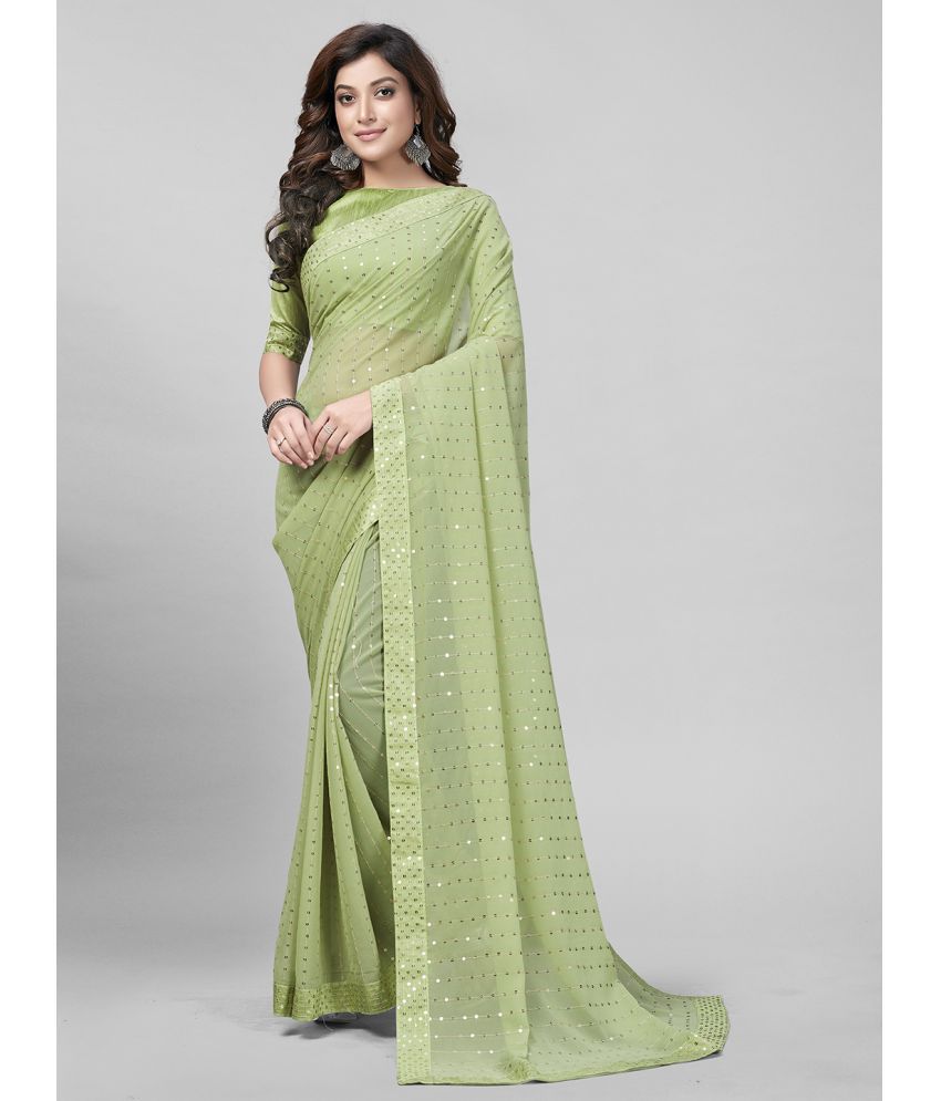     			Mamatva - Green Georgette Saree With Blouse Piece ( Pack of 1 )