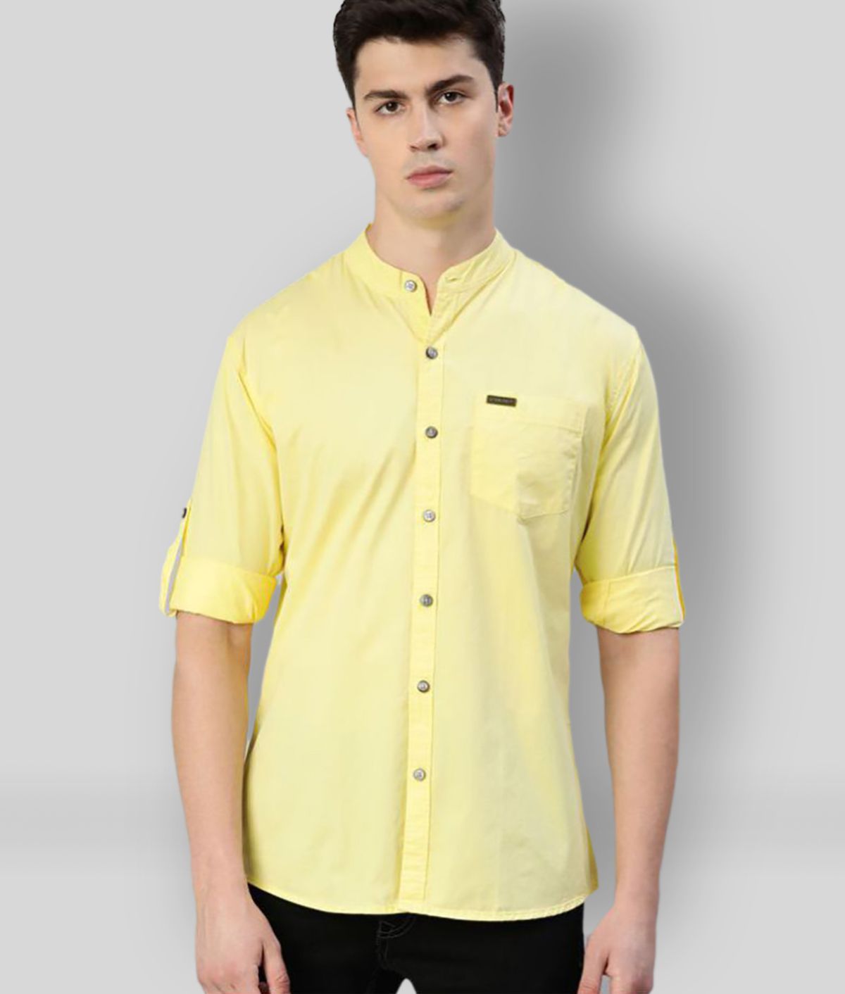     			Urbano Fashion - Yellow Cotton Slim Fit Men's Casual Shirt ( Pack of 1 )