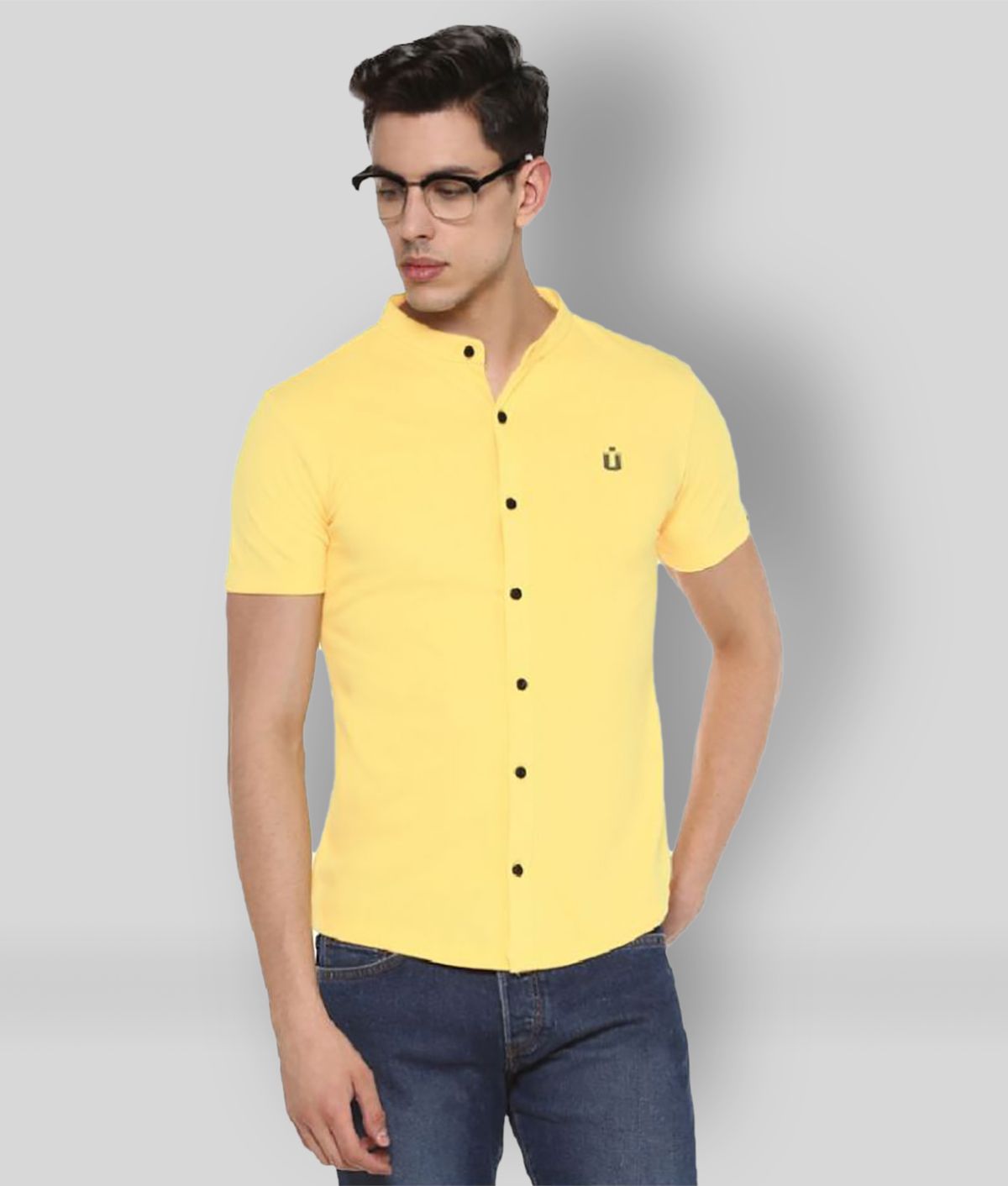     			Urbano Fashion - Yellow Cotton Slim Fit Men's Casual Shirt ( Pack of 1 )